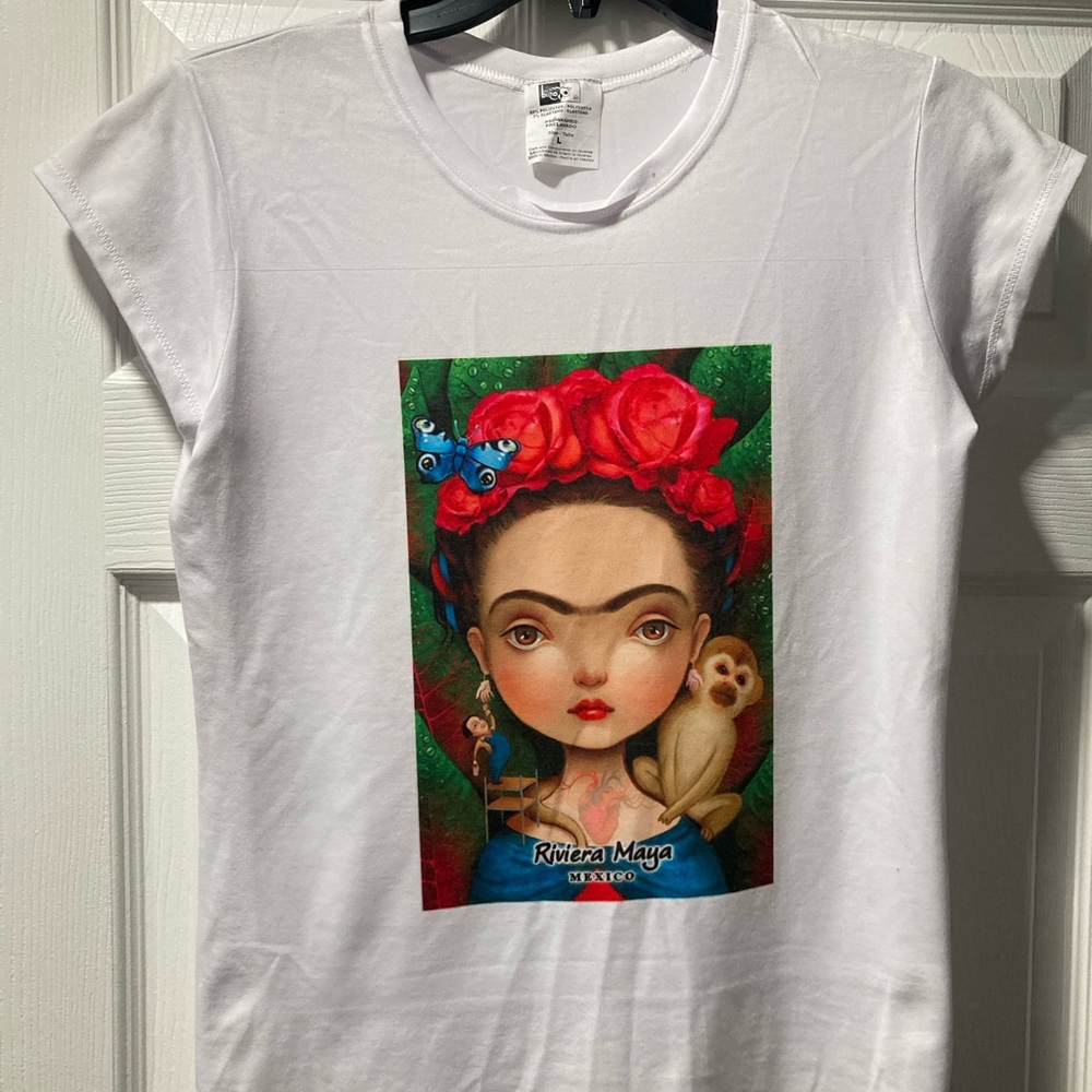 Riviera White Graphic Polo Tee with Cap Sleeves